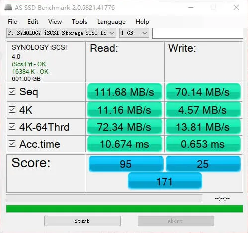 群晖 iSCSI 测试(HDD+SSD 缓存)