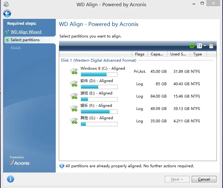 WD Align 对齐 4K 成功截图