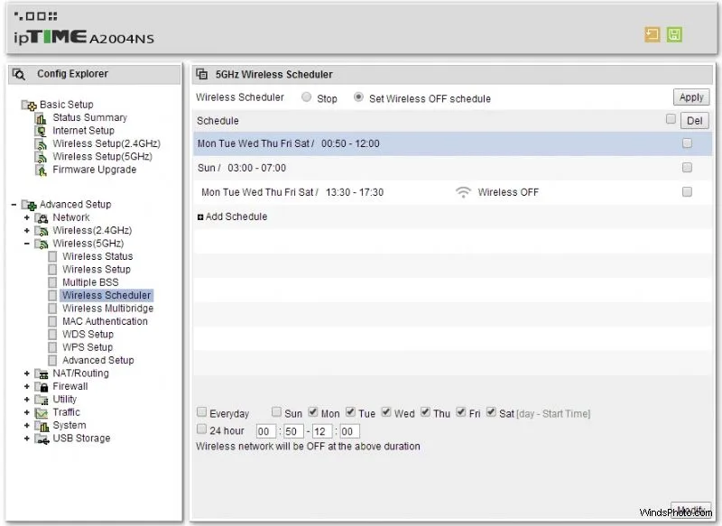 A2004NS WIFI Scheduler